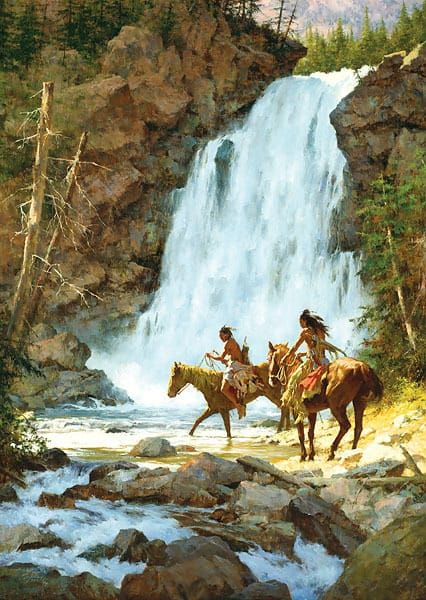 Crossing Below the Falls painting